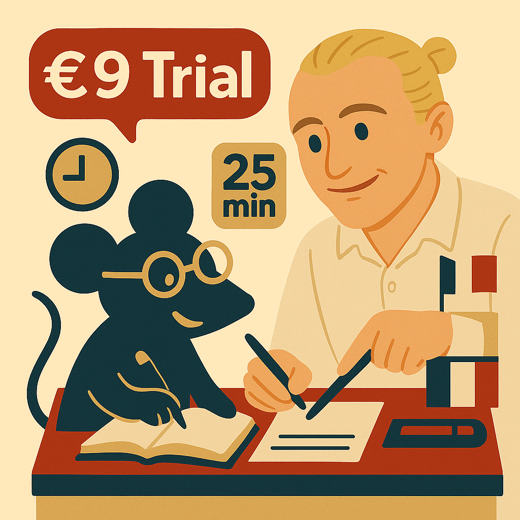 €9 Trial Lesson with Roger — quick level check and plan