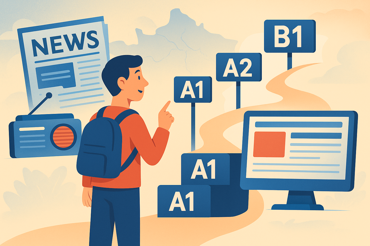 Beginner-friendly French news sources ranked by difficulty from A1 to B1