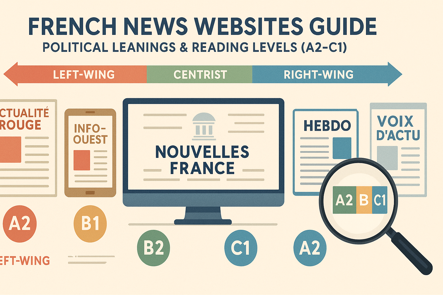 French news websites guide political leanings and reading levels