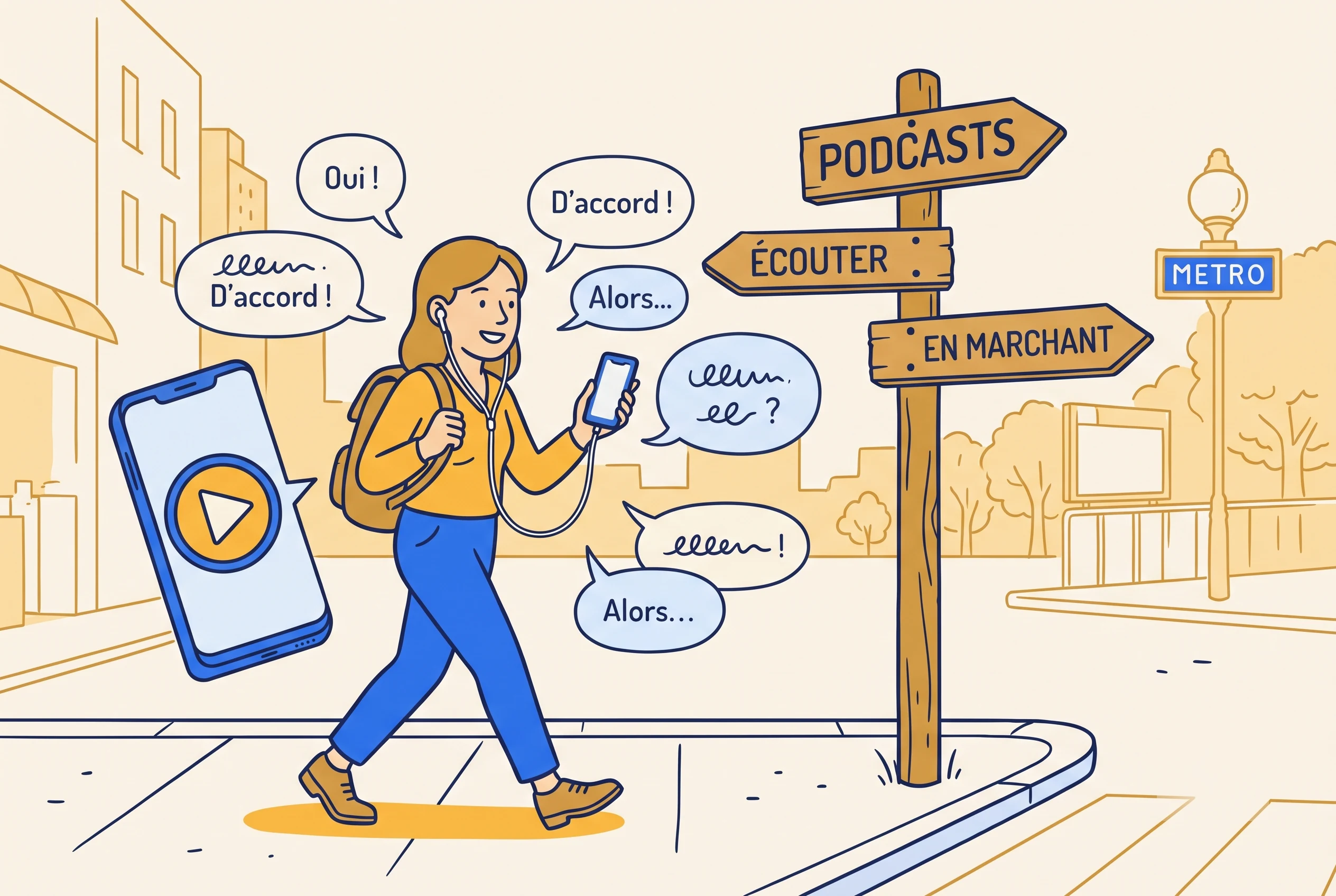 Illustration of the best French podcasts on Spotify for language learners