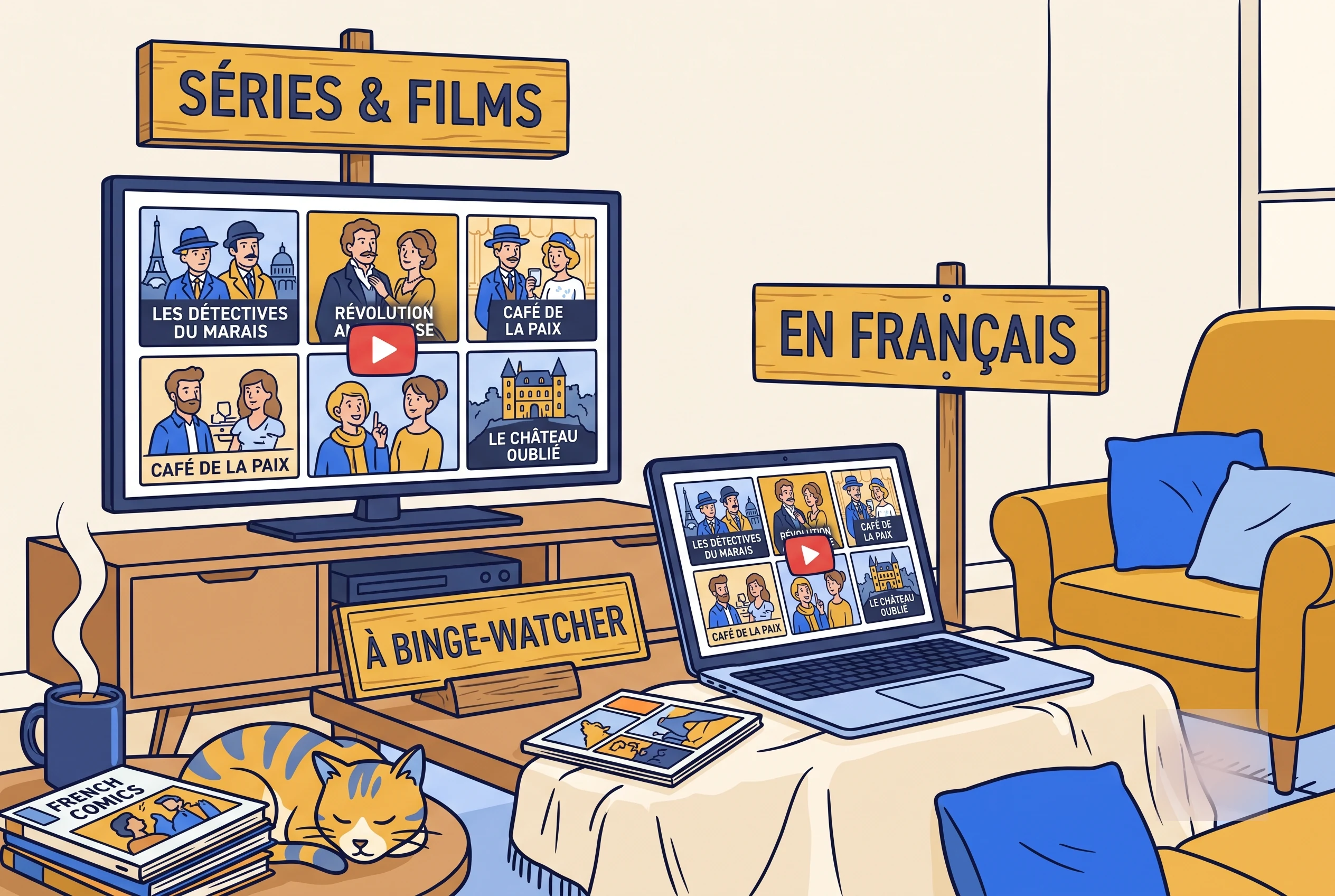 Illustration of the best French shows and films to watch on Netflix in French