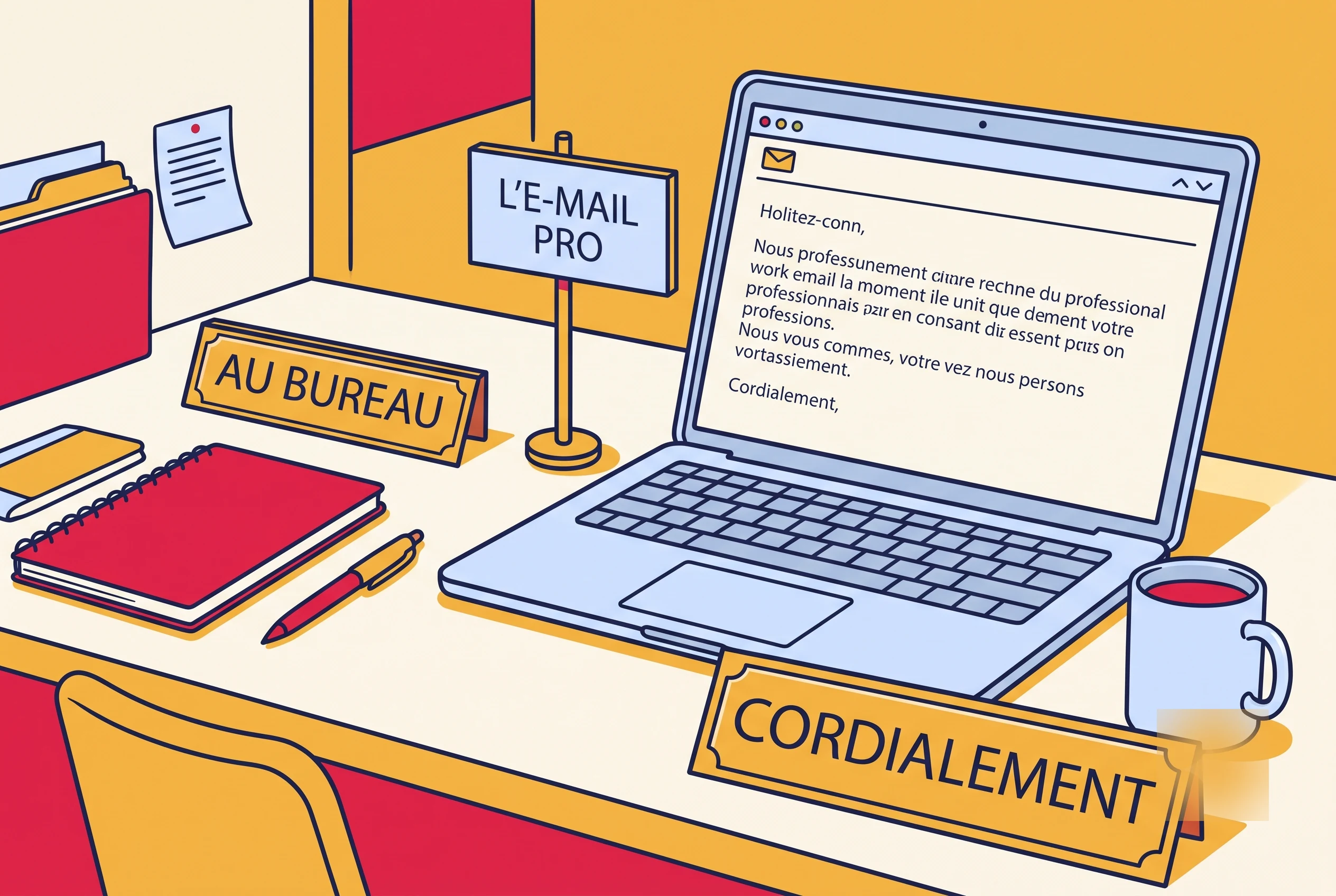 Illustration of French work culture and professional email etiquette