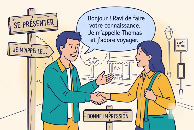 Illustration of introducing yourself in French beyond je m'appelle
