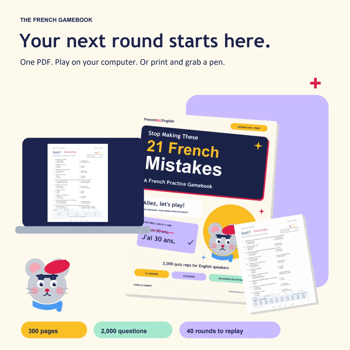 The French Gamebook with Margaux: play on a computer or print a round